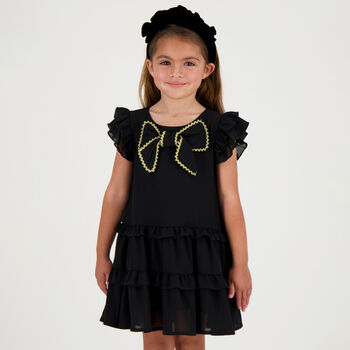 Girls Black Bow Dress