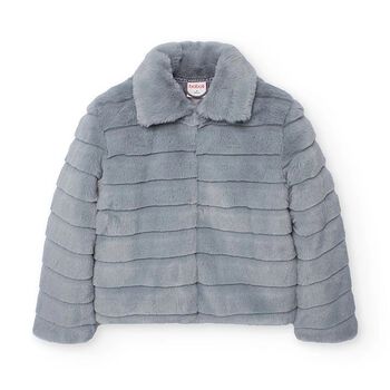 Girls Grey Faux Fur Jacket