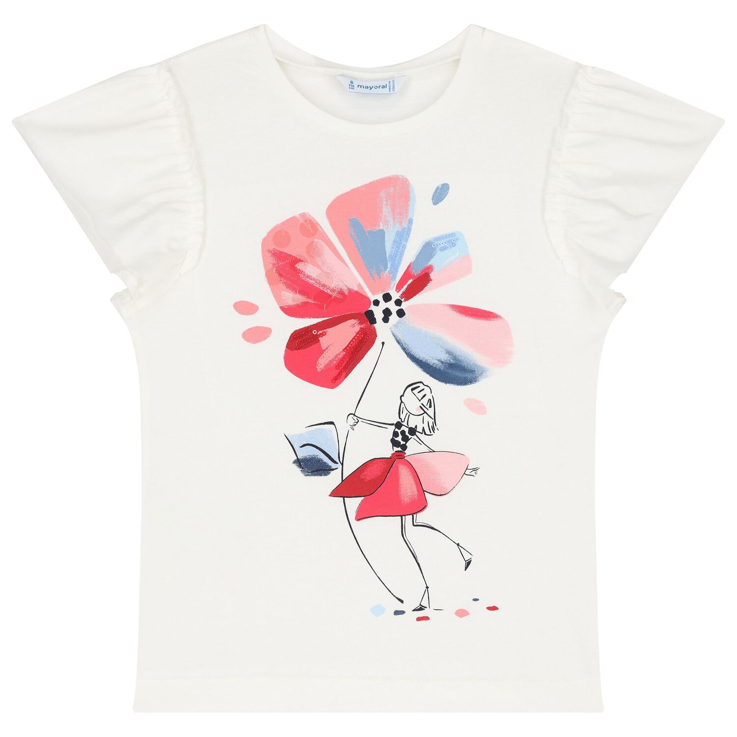 Girls White & Navy Blue Floral Leggings Set, 3, hi-res image number null