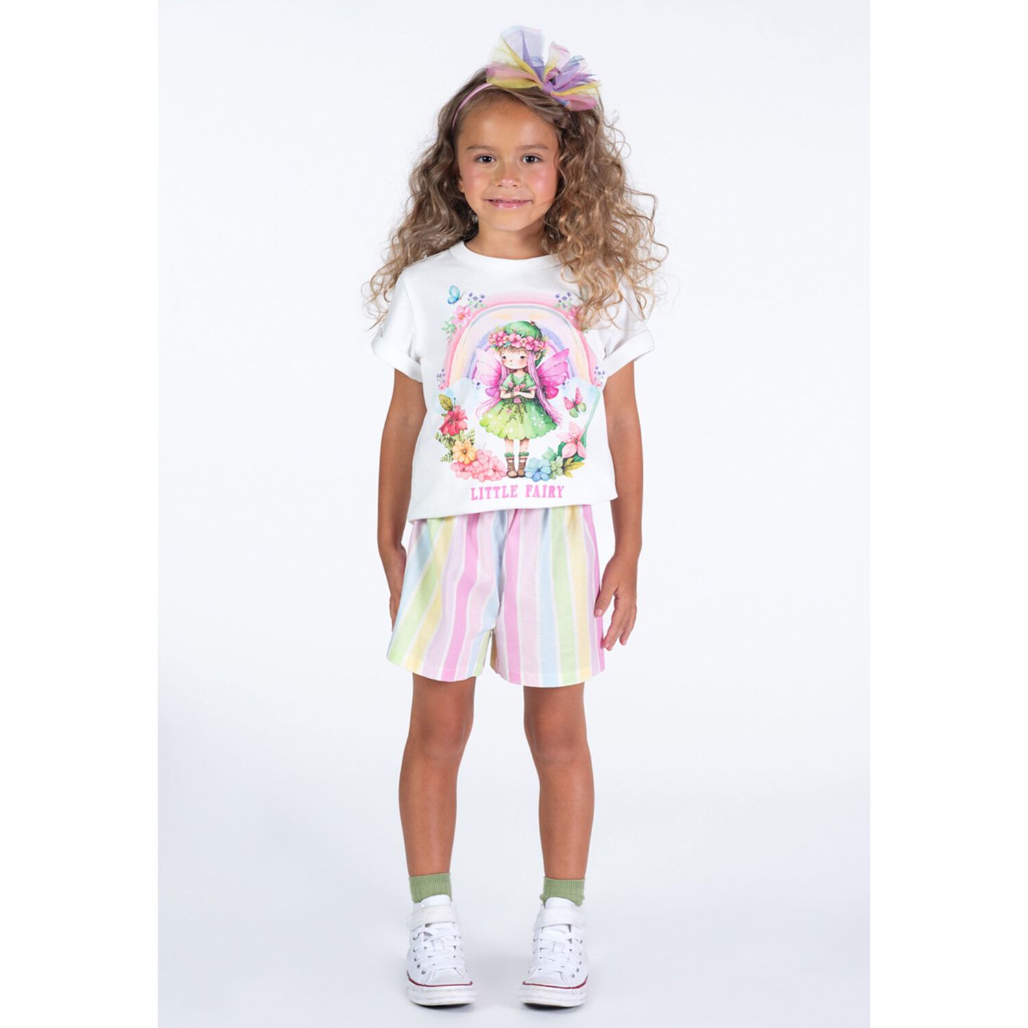 Girls Multi-Coloured Striped Shorts, 1, hi-res image number null