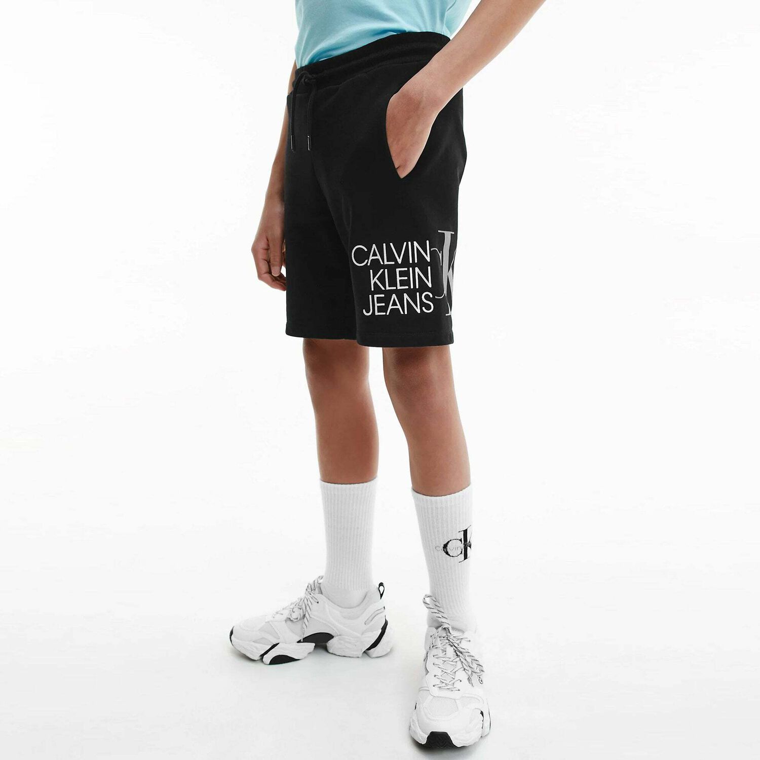 Boys Black Logo Organic Cotton Shorts, 1, hi-res image number null