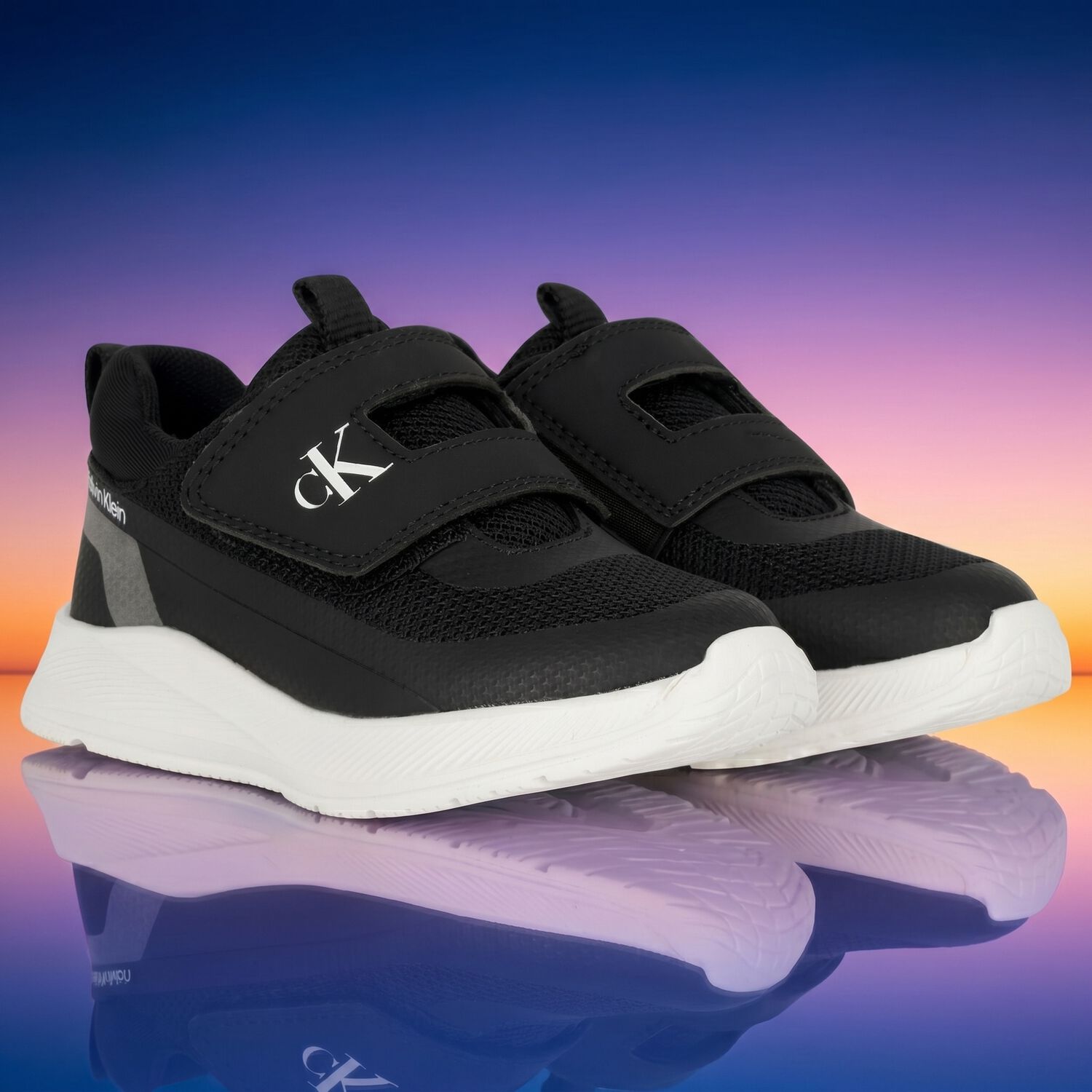 Black Mesh Logo Trainers, 1, hi-res
