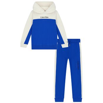 Boys White & Blue Logo Tracksuit