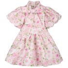 Girls Pink Rose Satin Dress, 1, hi-res