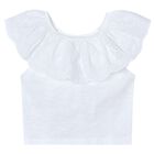 بلوزة دانتيل باللون الأبيض للبنات, 2, hi-res