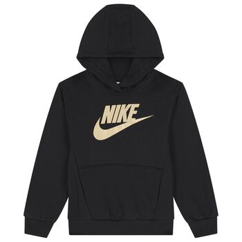 Boys Black Logo Hooded Top