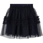 Girls Navy Blue & Gold Tulle Skirt, 1, hi-res