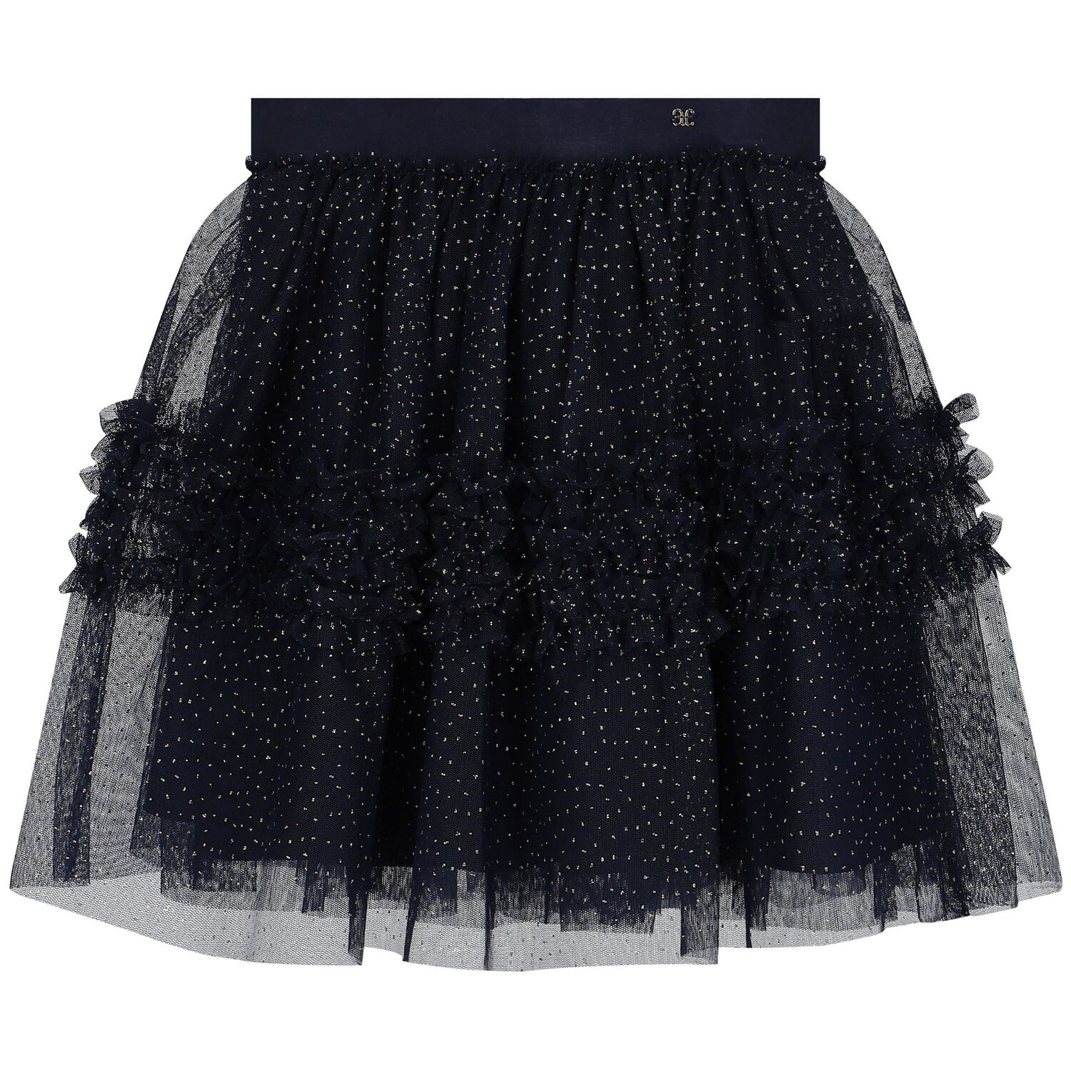Girls Navy Blue & Gold Tulle Skirt, 1, hi-res image number null