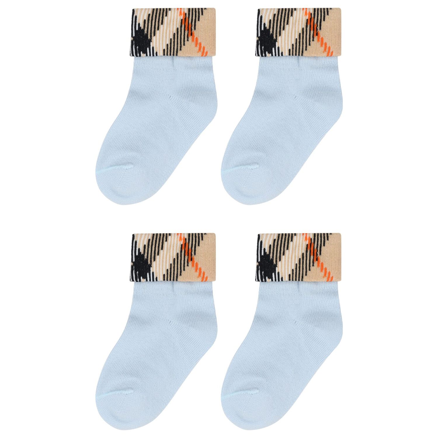 Baby Boys Blue & Beige Check Socks ( 2-Pack ), 2, hi-res