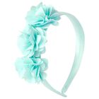 Girls Turquoise Blue Flower Headband, 1, hi-res