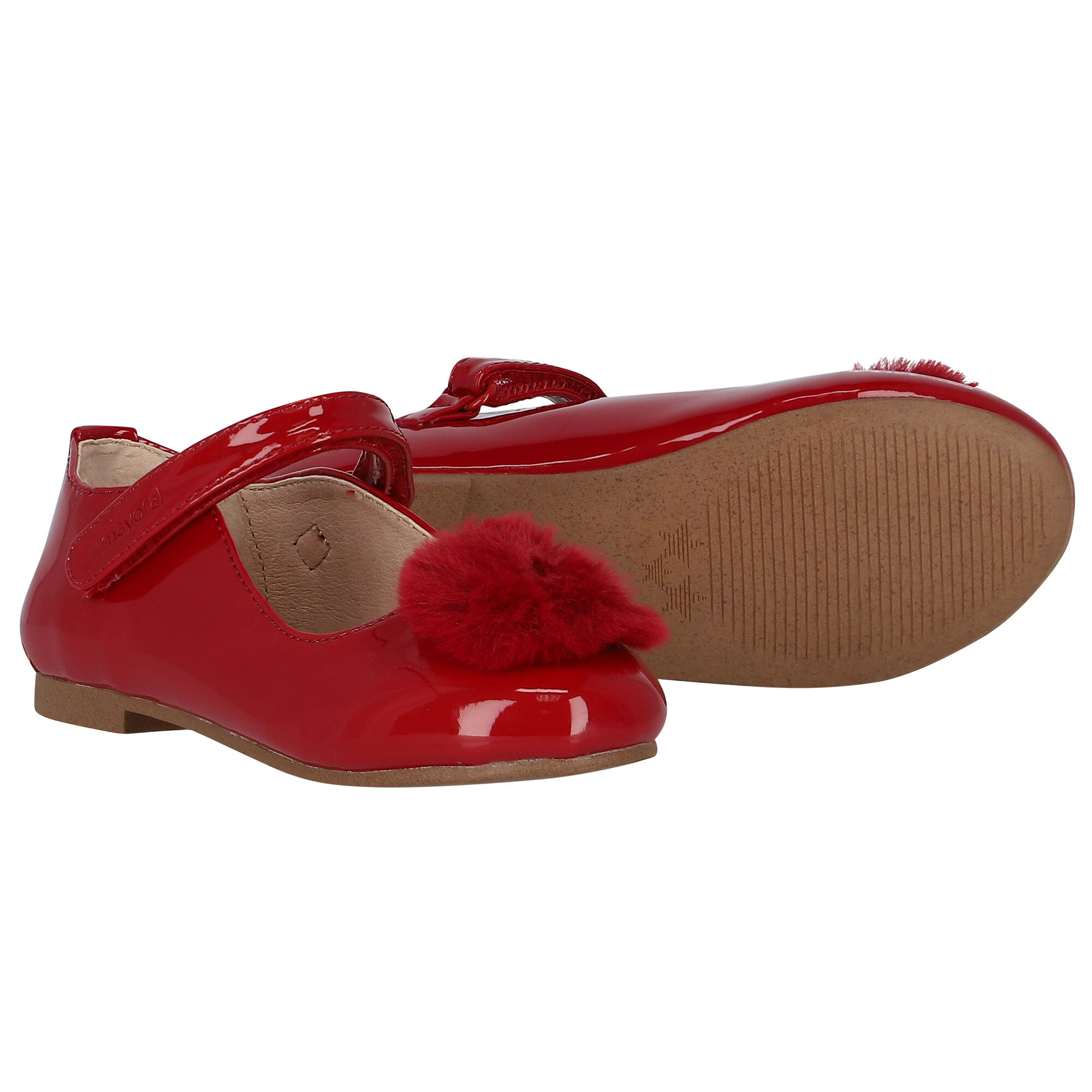 Mayoral Girls Red Fur Patent Leather Shoes Junior Couture UAE