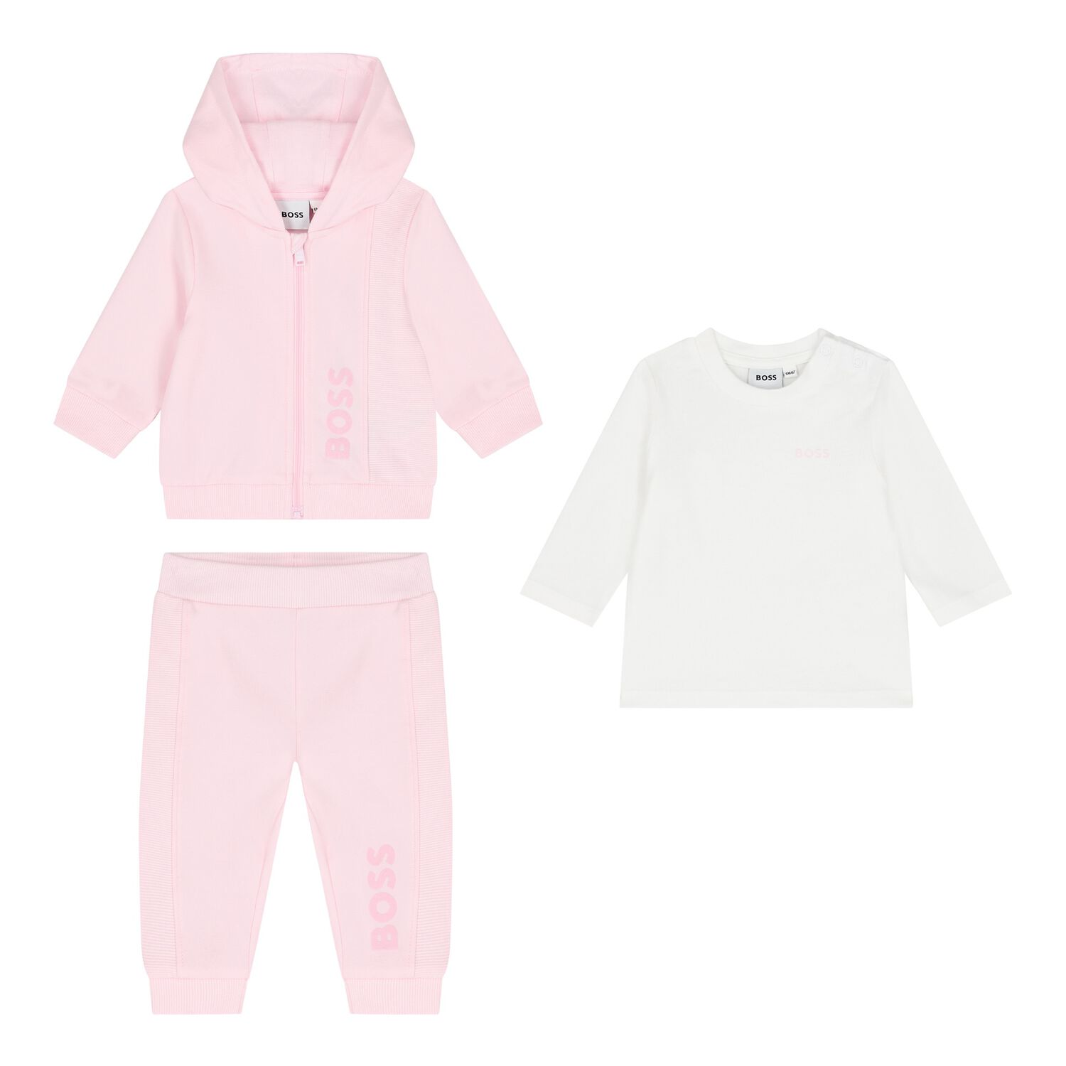 Baby Girls Pink & White Tracksuit Gift Set, 1, hi-res