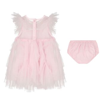 Baby Girls Pink Ruffled Tulle Dress Set