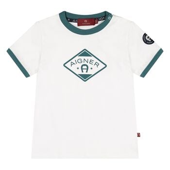 Younger Boys White Logo T-Shirt