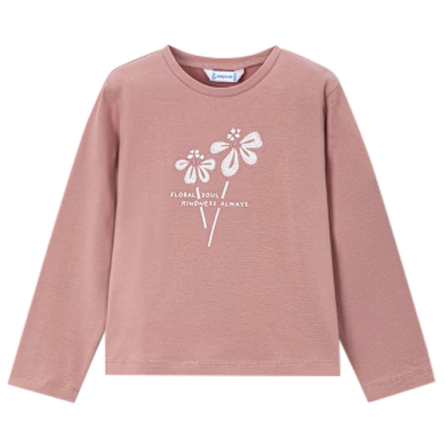 Girls Pink Flower Long Sleeve Top, 2, hi-res