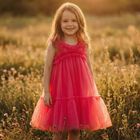Girls Pink Tulle Dress, 1, hi-res