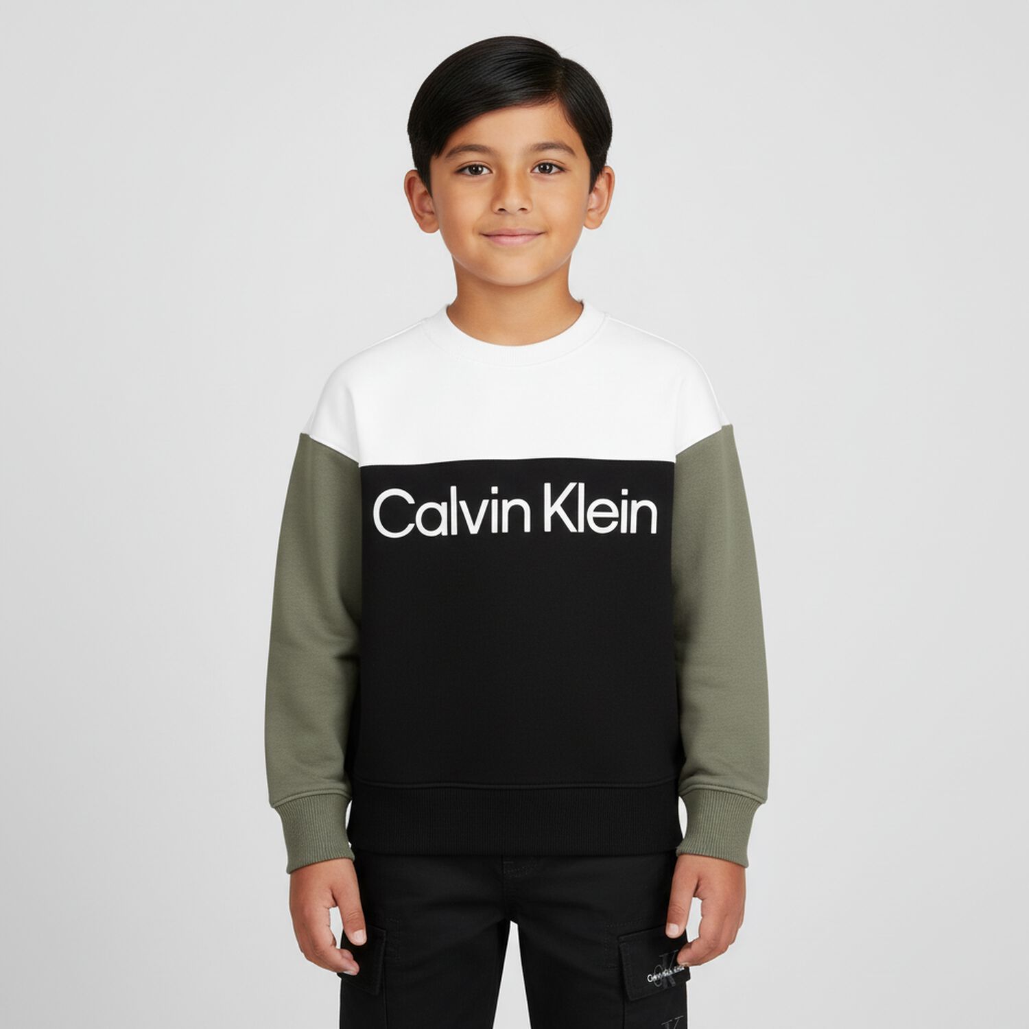 Boys Black, Green & White Logo Sweatshirt, 1, hi-res image number null