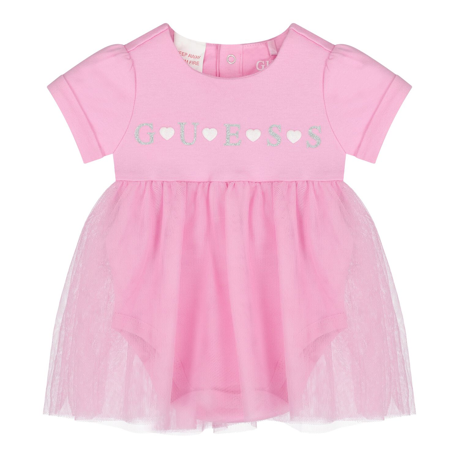 Baby Girls Pink Logo Bodysuit Dress, 1, hi-res