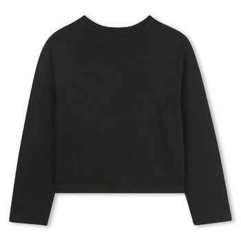 Girls Black Logo Long Sleeve Top