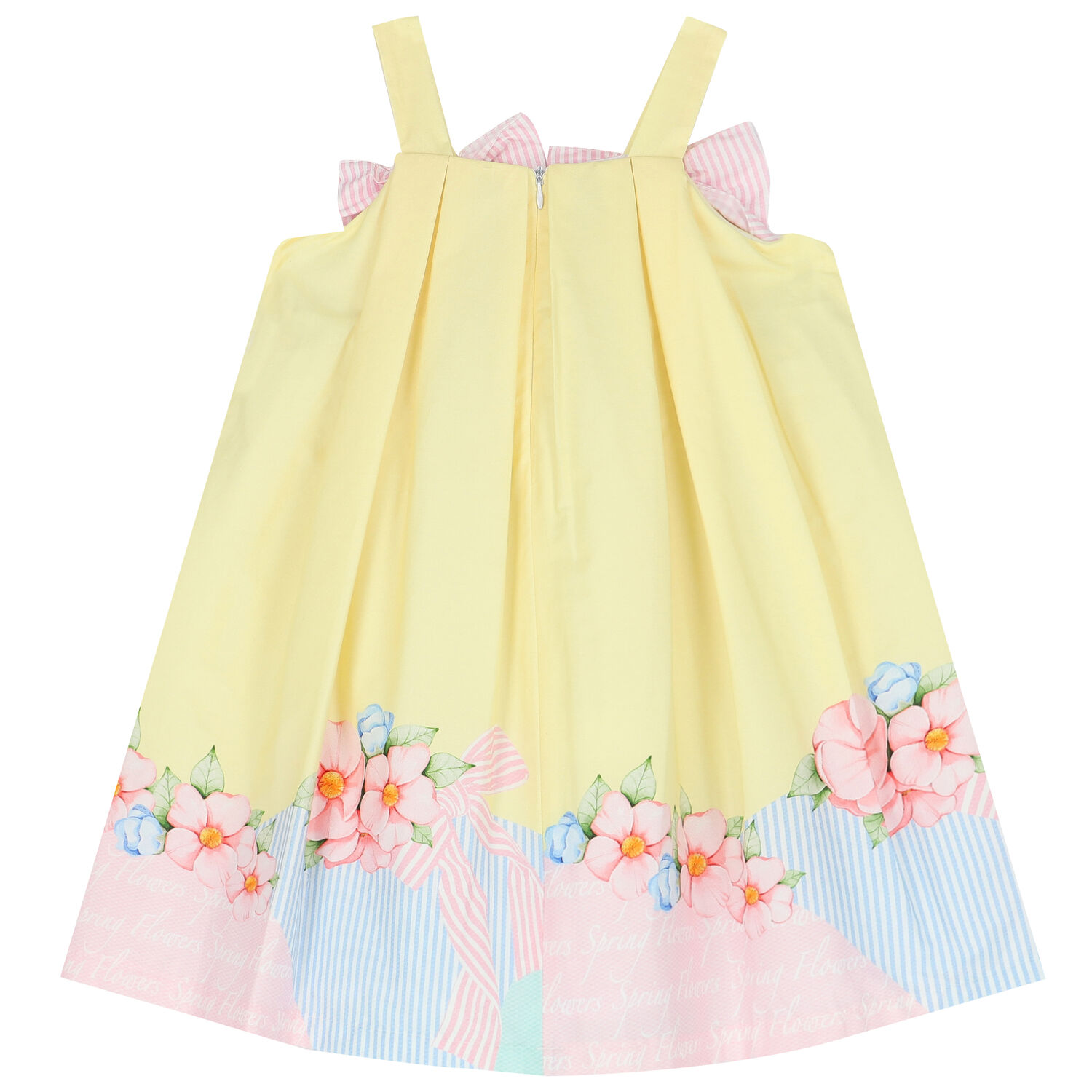 Girls Yellow Floral & Bow Dress, 1, hi-res image number null