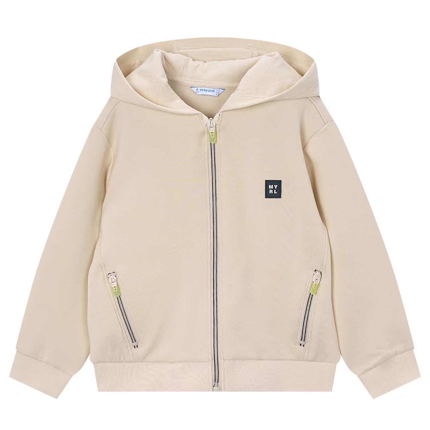Boys Beige Zip Up Top, 2, hi-res
