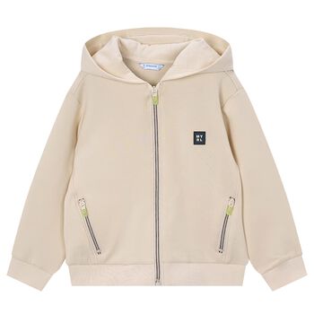 Boys Beige Zip Up Top