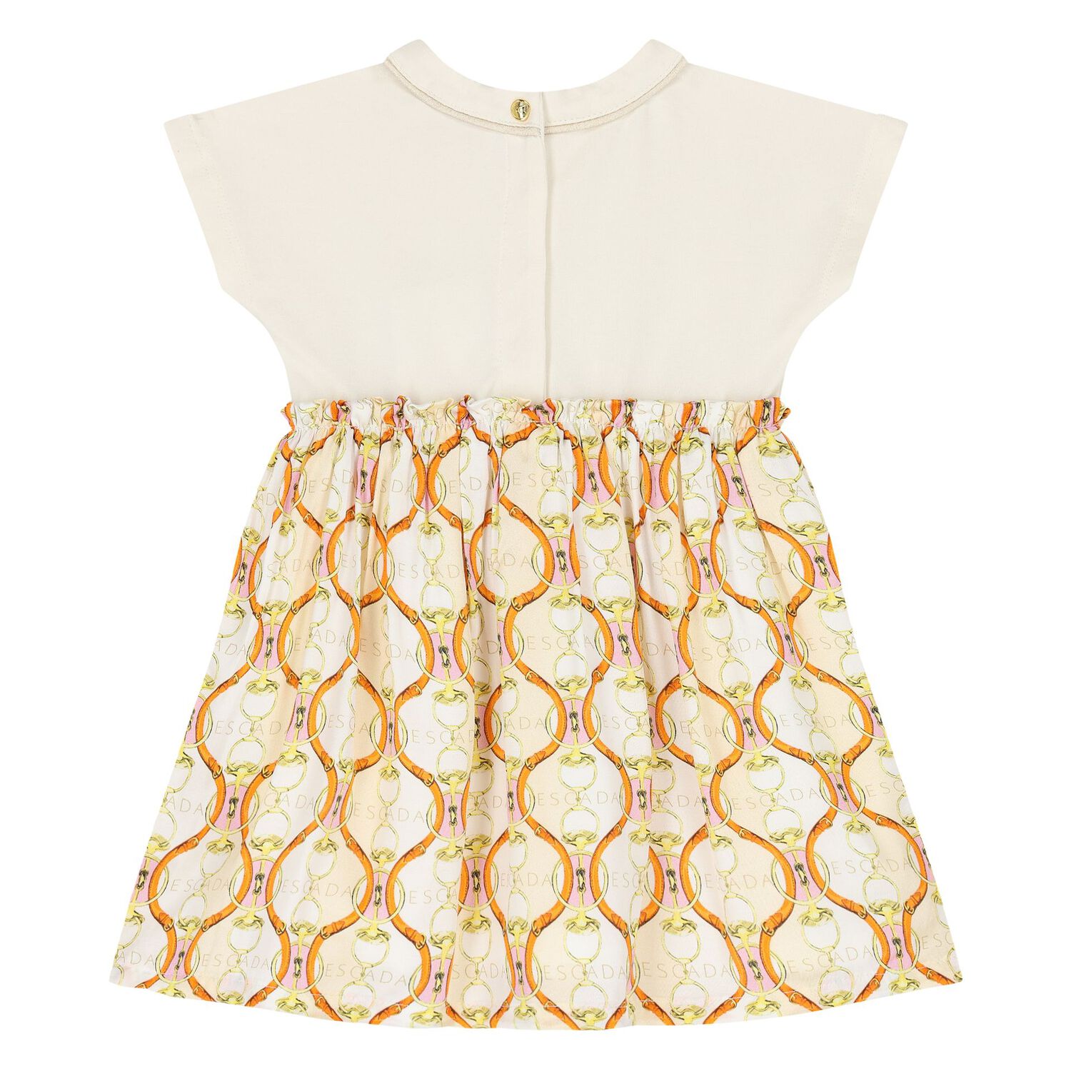 Younger Girls Ivory & Beige Logo Dress, 1, hi-res image number null