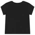 Girls Black Bow T-Shirt, 3, hi-res