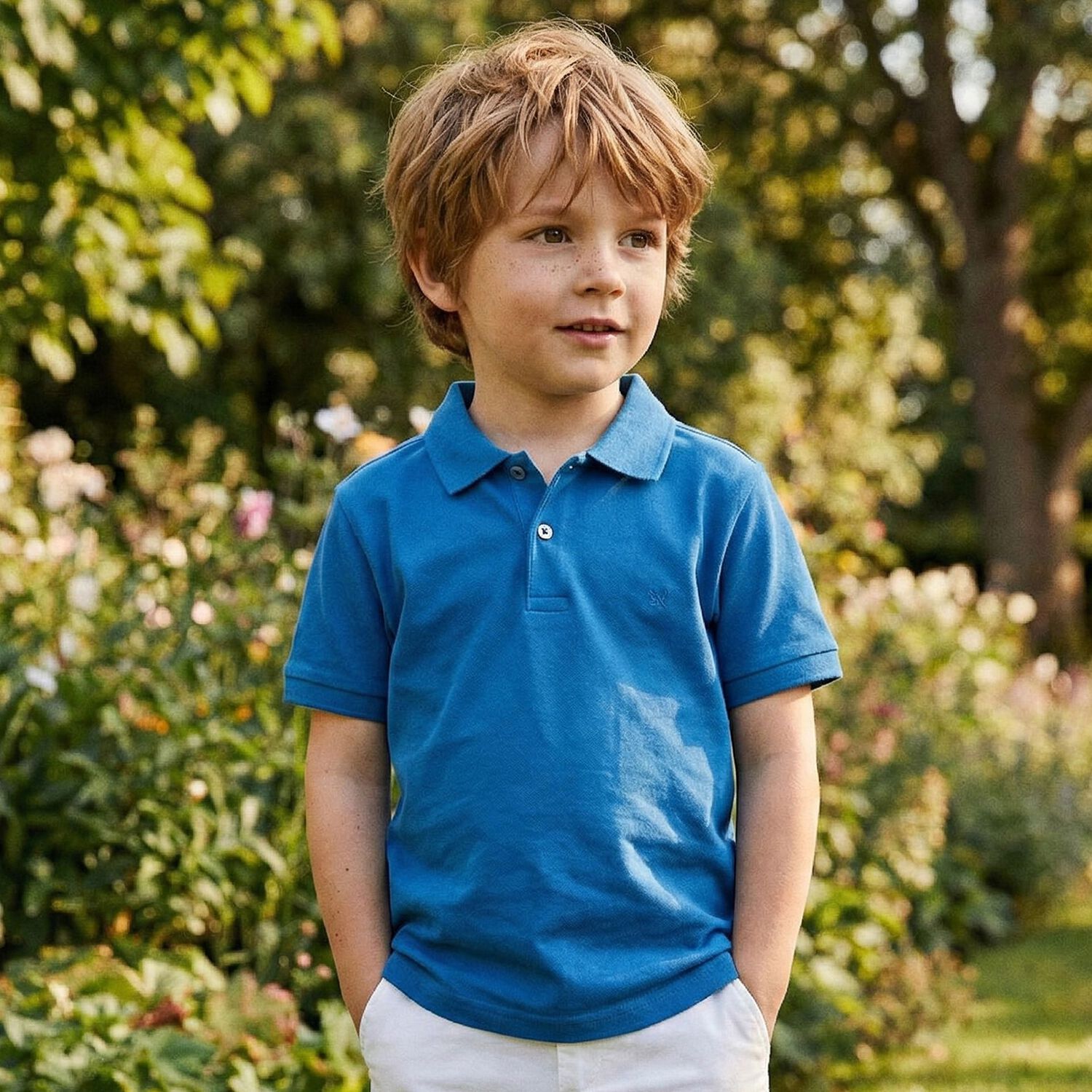 Boys Blue Polo Shirt, 3, hi-res