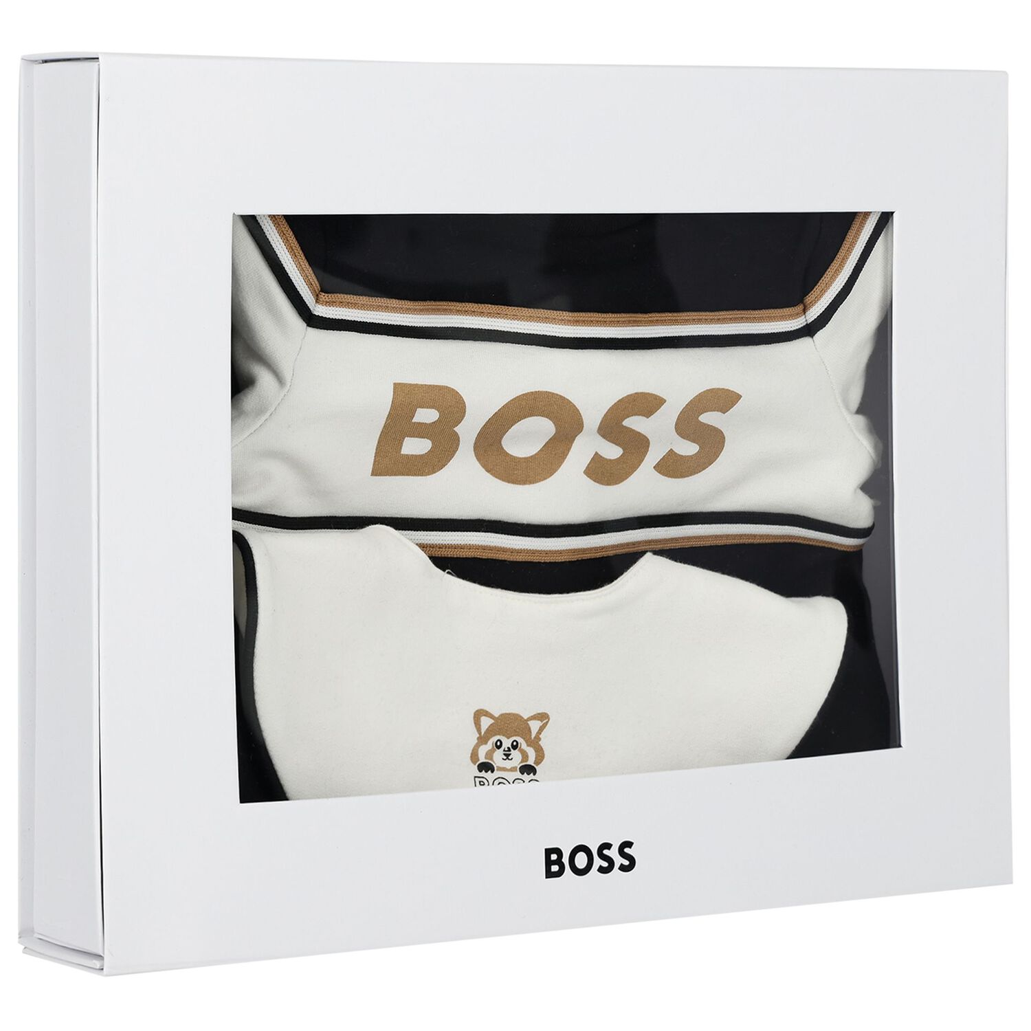 طقم أولاد هدايا أفرول بالشعار باللون الأسود, 1, hi-res