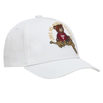 Boys White Teddy Bear Cap