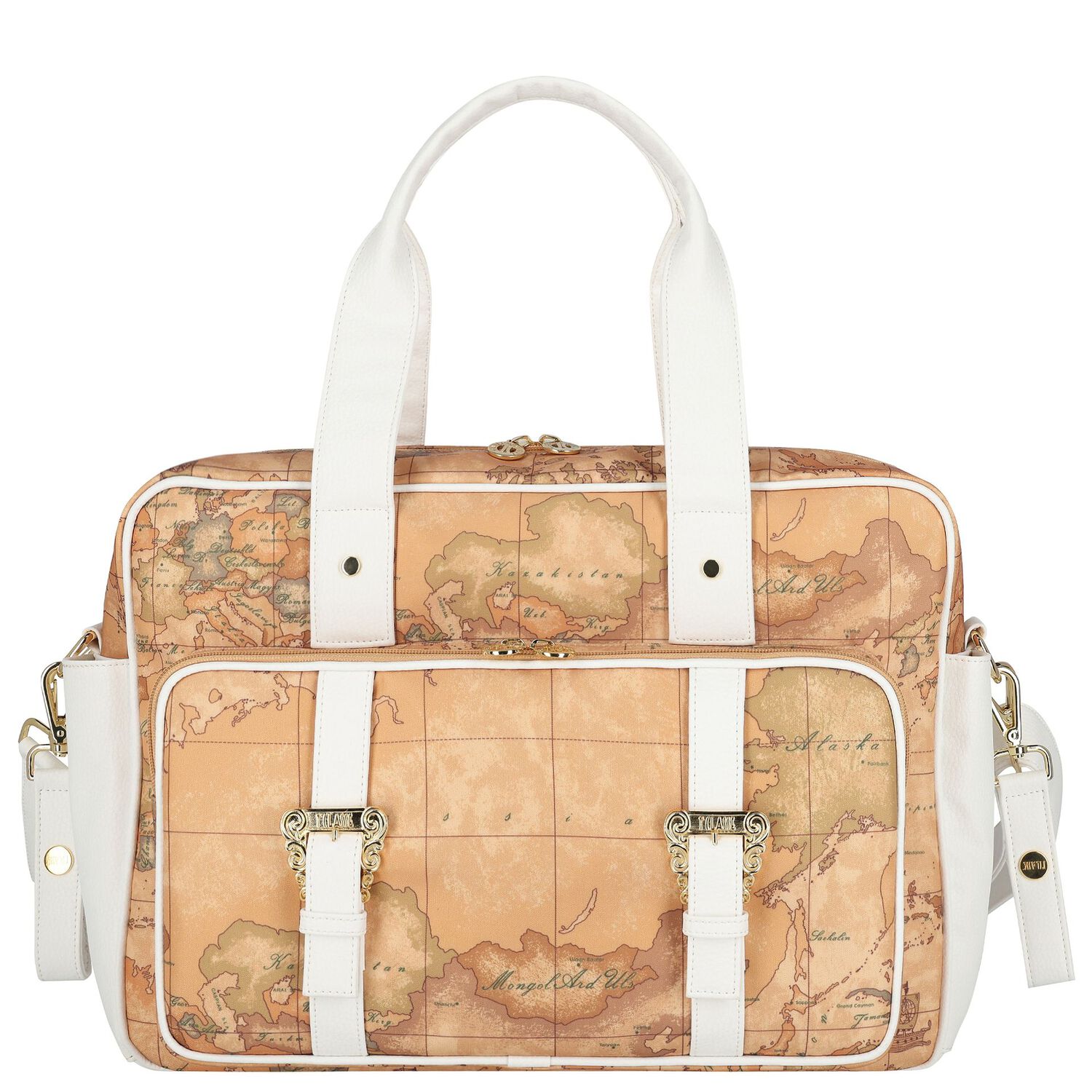 Beige & White Geo Map Baby Changing Bag, 1, hi-res