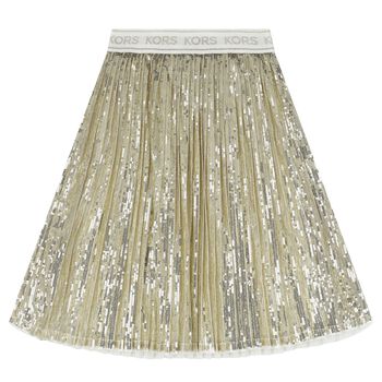 Girls Gold Logo Sequin Skirt