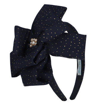 Girls Navy Blue & Gold Headband