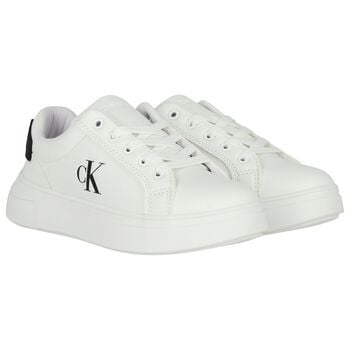 White & Black Logo Trainers