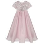 Girls Pink Sequin & Organza Dress, 1, hi-res