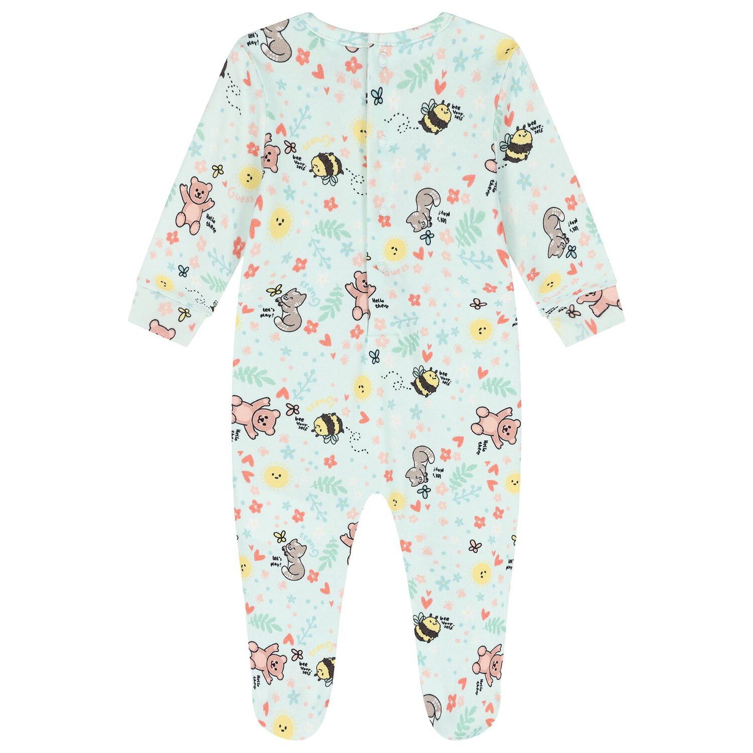 Baby Girls Green Cotton Bear Babygrow, 1, hi-res image number null
