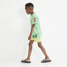 Boys Navy, Green & Yellow Logo Swim Shorts, 1, hi-res