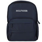 Boys Navy Blue Logo Backpack, 1, hi-res