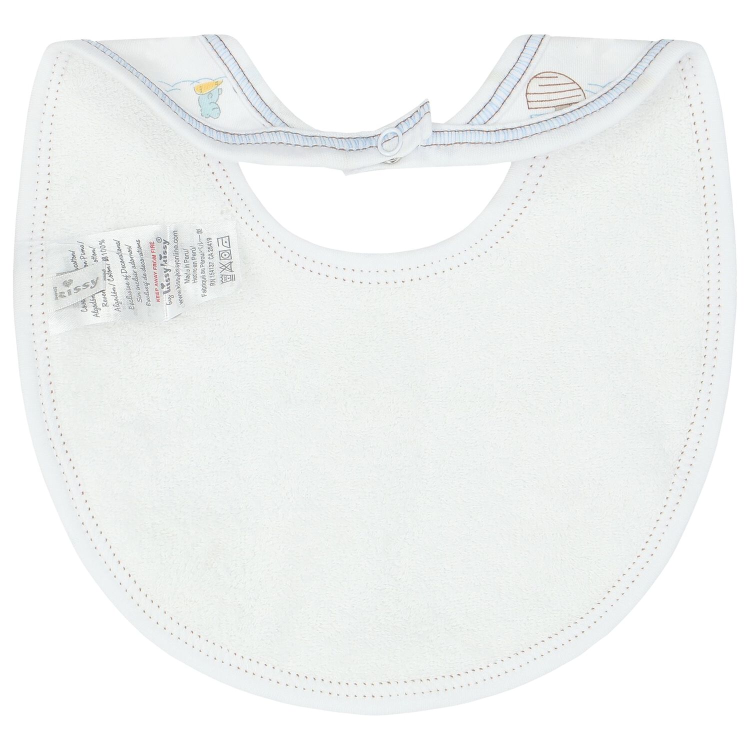Baby Boys White Animals Bib, 1, hi-res