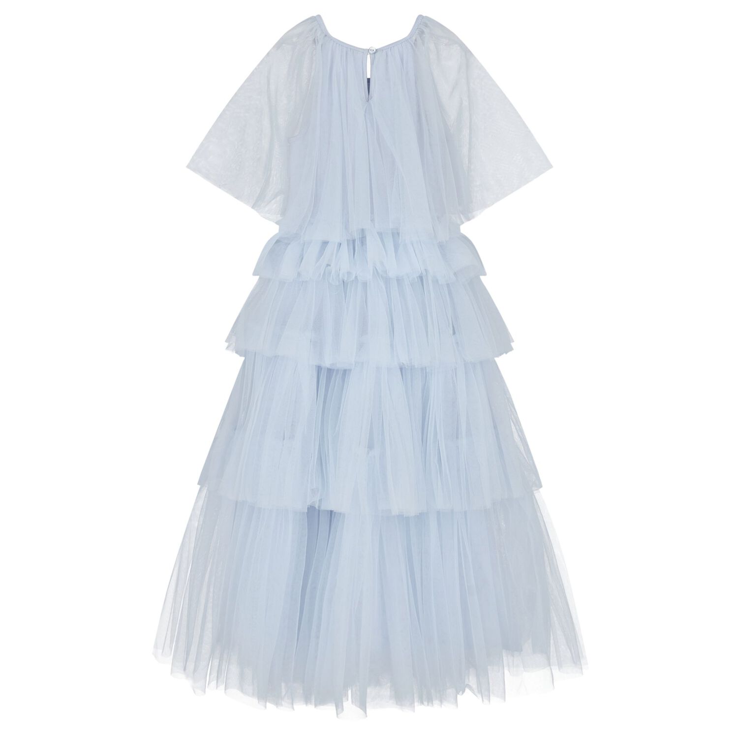 Girls Blue Tiered & Sequinned Tulle Dress, 1, hi-res