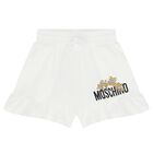 Girls White Teddy Bear Shorts, 1, hi-res