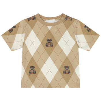 Beige Argyle Check T-Shirt