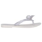 Girls White Logo Bow Flip Flops, 1, hi-res
