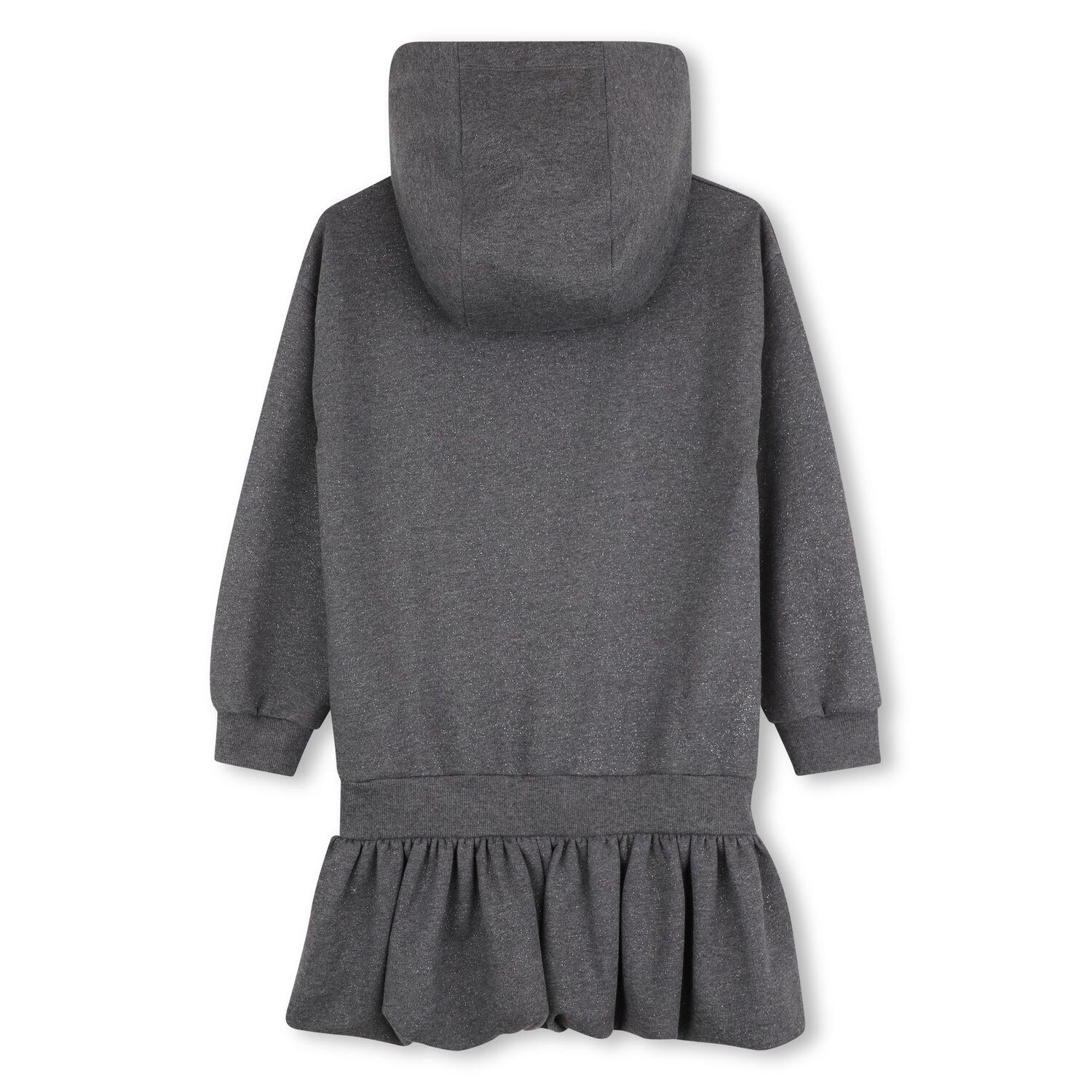 Girls Grey Logo Hooded Dress, 1, hi-res