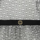 فستان بنات أورجانزا بالشعار باللون الأسود والعاجي, 1, hi-res