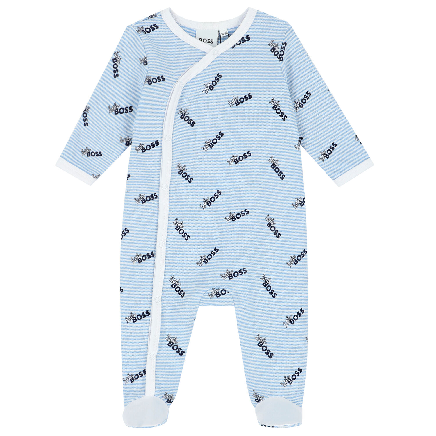 Baby Boys Blue & White Logo Babygrow & Hat Gift Set, 1, hi-res image number null