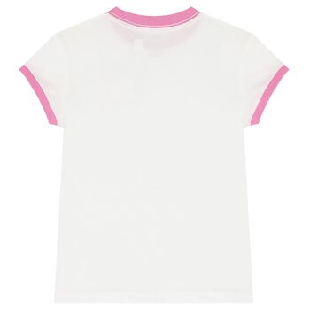 Girls White Cotton Logo T-Shirt