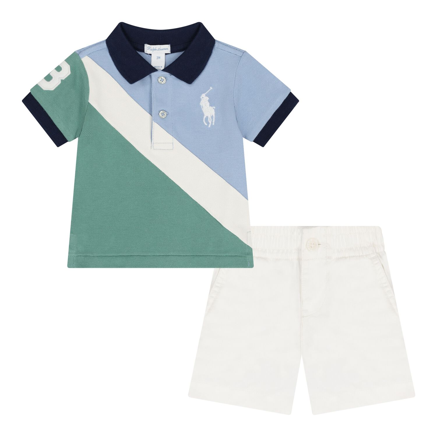Baby Multi-Coloured Logo Shorts Set, 1, hi-res