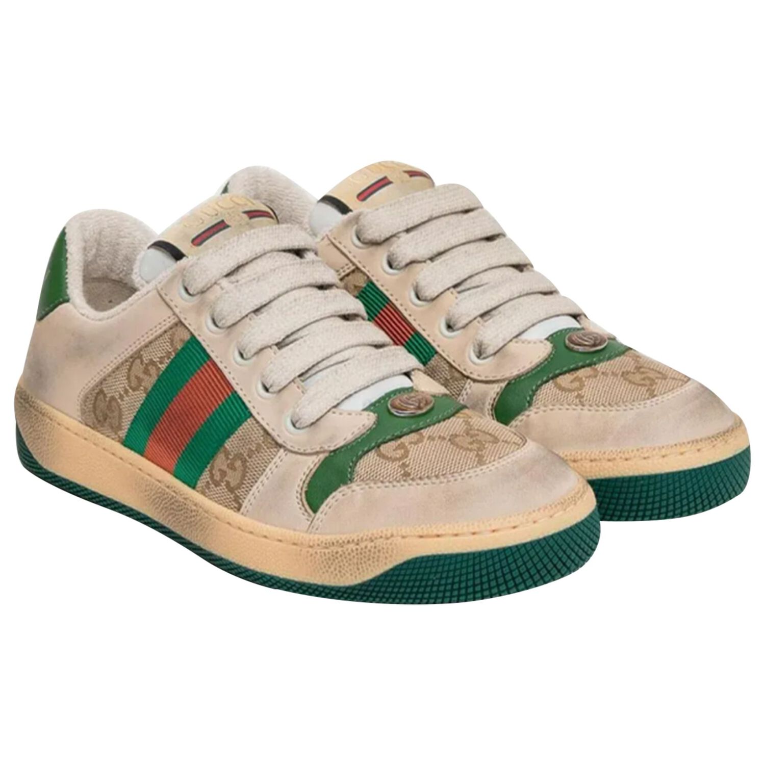 Beige & Green GG Supreme Trainers, 1, hi-res